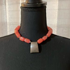 Beautiful stone and copper short necklace